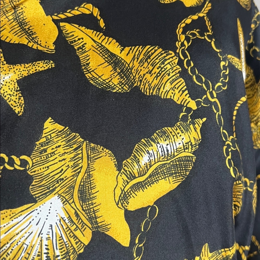 Vintage Lauren Brooke 100% Silk Bomber Jacket - Gold Shell & Chain Print - Large - Picture 4 of 9
